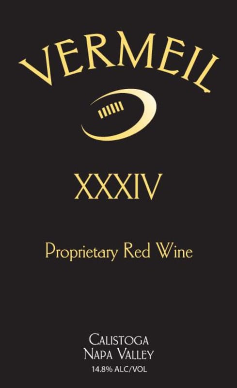 Vermeil Wines XXXIV Proprietary Red 2014 Front Label