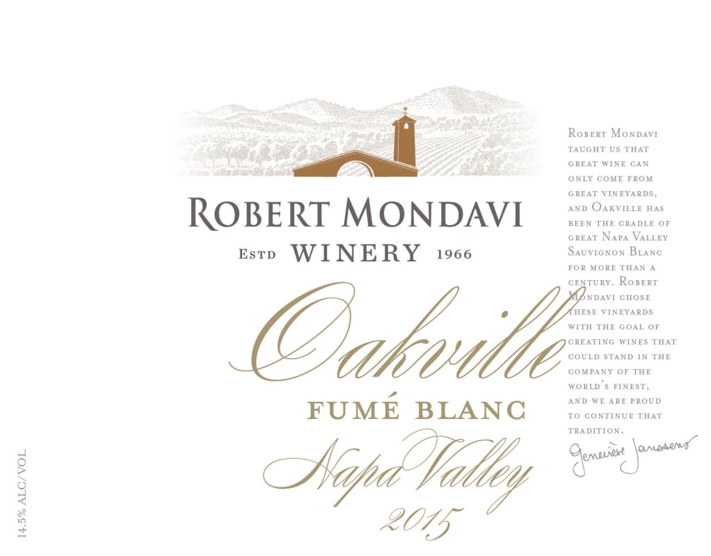 Robert Mondavi Fume Blanc 2015 Front Label