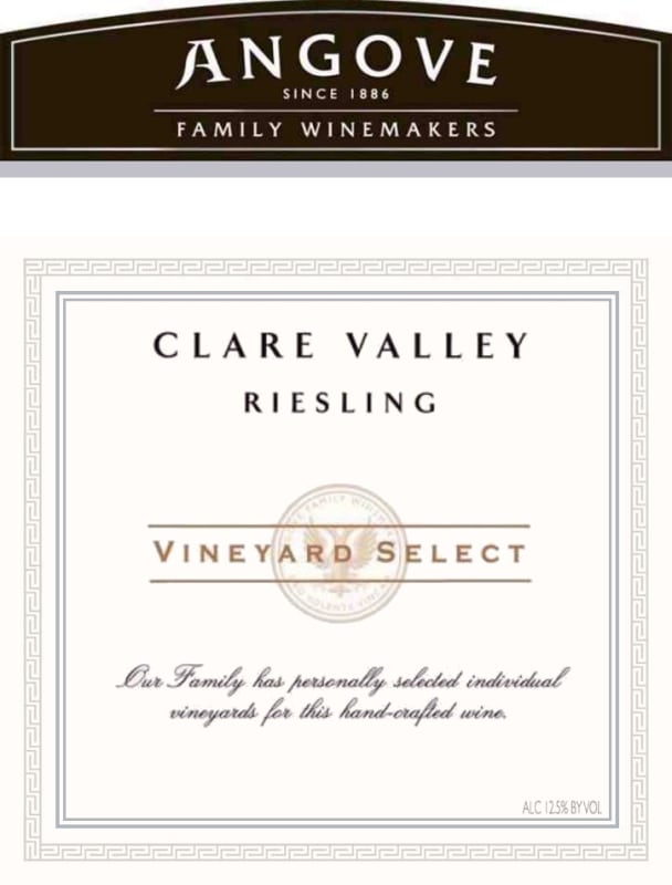 Angove Family Winemakers Clare Valley Vineyard Select Riesling 2011 Front Label