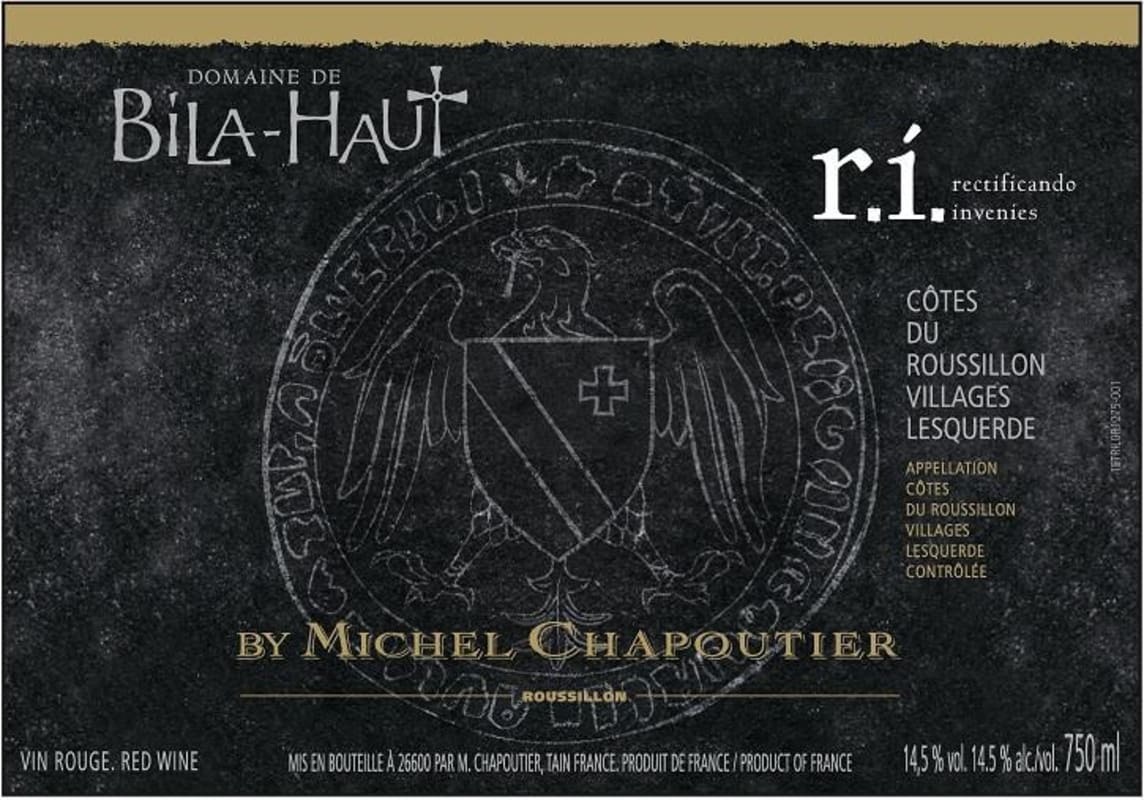M. Chapoutier Cotes du Roussillon Villages Domaine de Bila-Haut R.I. Rectificando Invenies 2013 Front Label