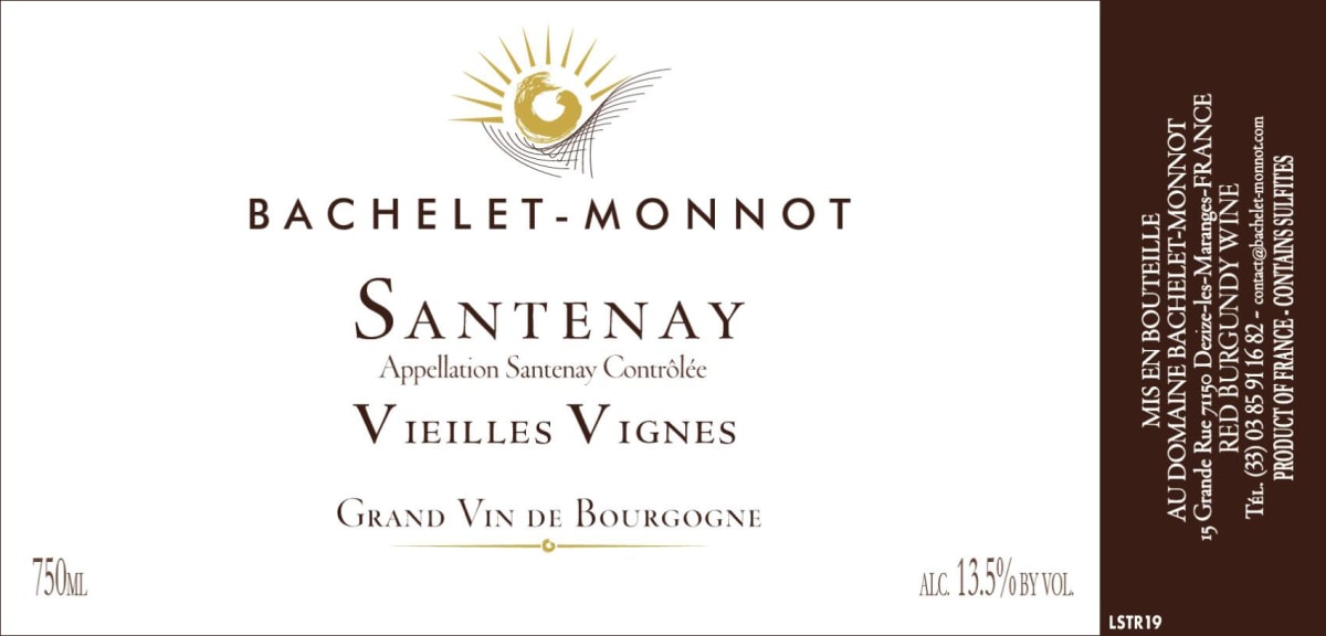 Domaine Bachelet-Monnot Santenay Rouge Vieilles Vignes 2019 Front Label