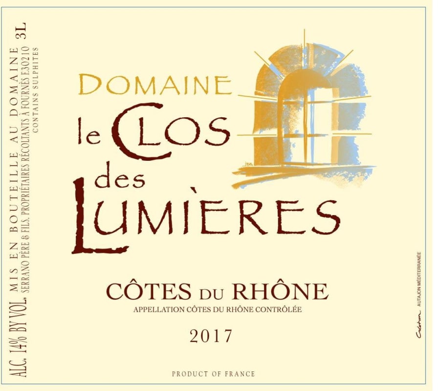 Domaine le Clos des Lumieres Cotes du Rhone Rose 2017 Front Label