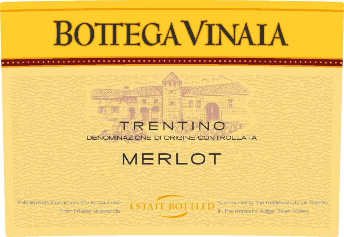 Cavit Bottega Vinai Merlot 2007 Front Label