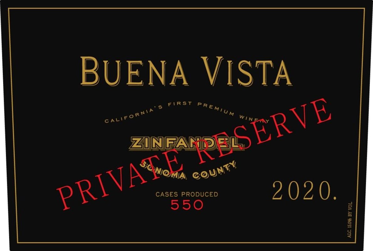 Buena Vista Private Reserve Zinfandel 2020 Front Label
