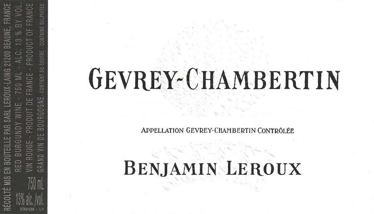 Benjamin Leroux Gevrey-Chambertin 2017 Front Label