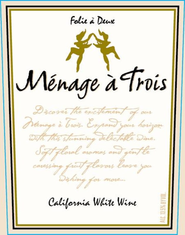 Menage a Trois Folie a Deux White 2013 Front Label