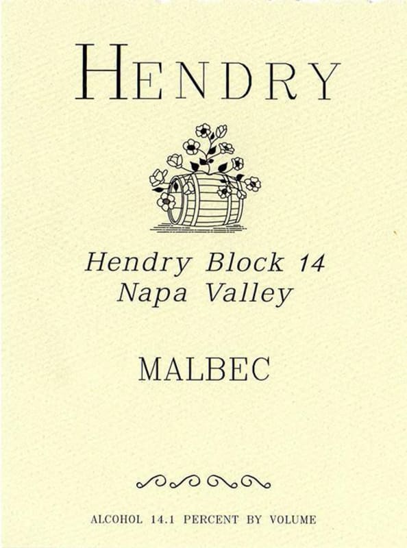 Hendry Block 14 Malbec 2013 Front Label