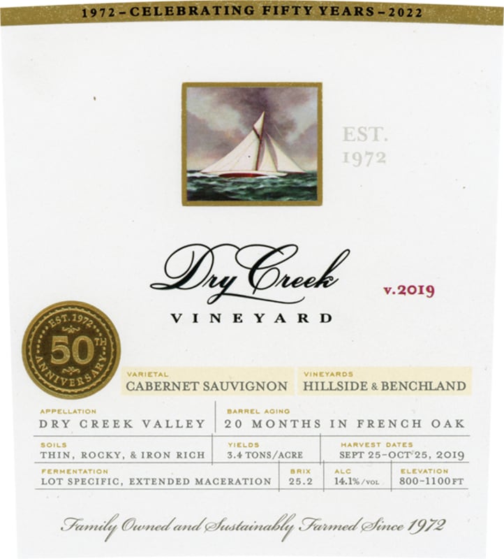 Dry Creek Vineyard Cabernet Sauvignon (375ML half-bottle) 2019 Front Label