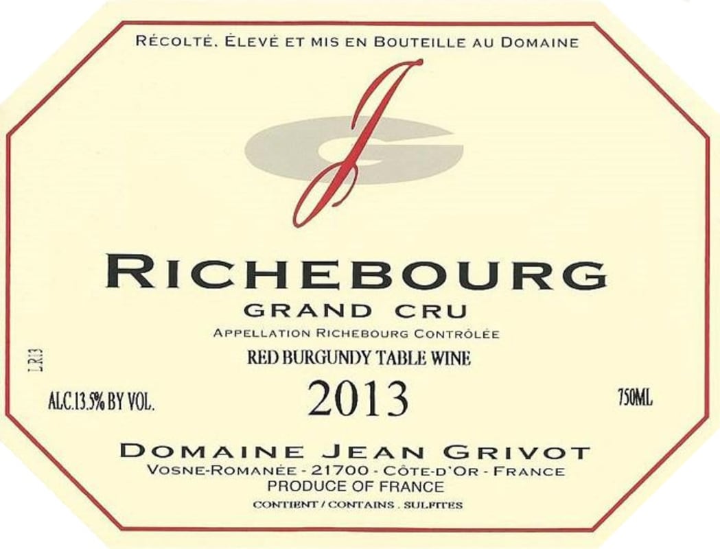 Domaine Jean Grivot Richebourg Grand Cru 2013 Front Label