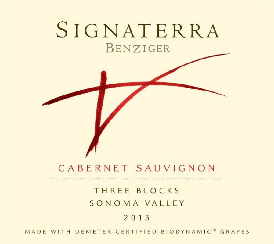 Benziger Signaterra Three Blocks Cabernet Sauvignon 2013 Front Label