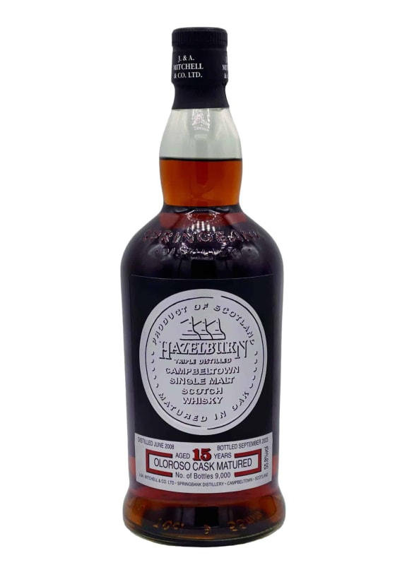 Hazelburn 15 Year Oloroso Cask Matured Single Malt Scotch Whisky Front Bottle Shot