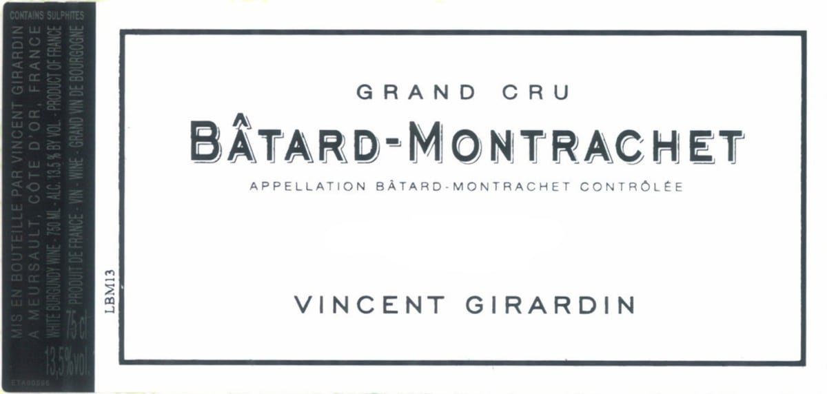 Vincent Girardin Batard-Montrachet Grand Cru 2015 Front Label