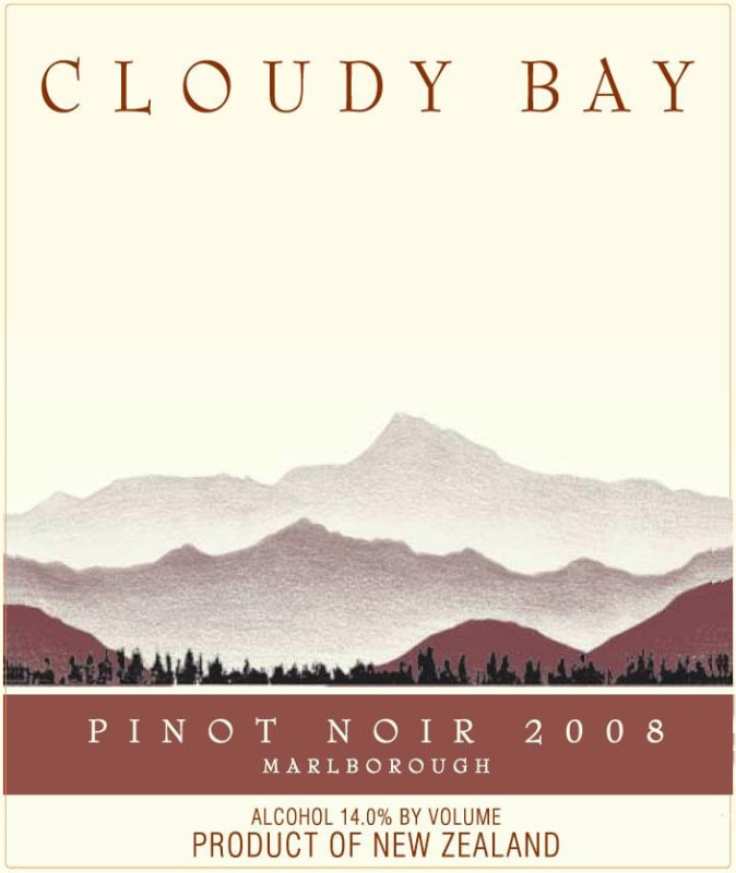 Cloudy Bay Pinot Noir 2008 Front Label