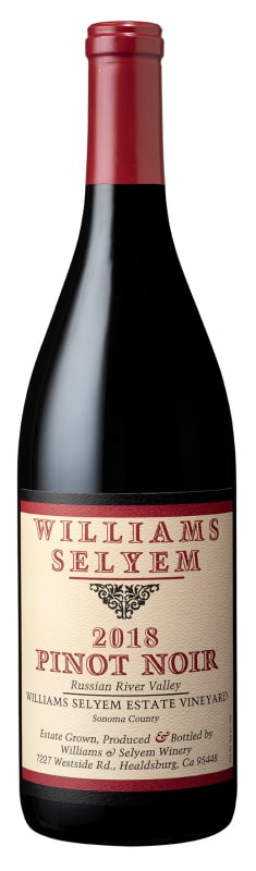 Williams Selyem Estate Vineyard Pinot Noir 2018 Front Bottle Shot