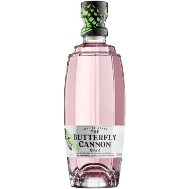 The Butterfly Cannon Rosa Tequila Front Bottle Shot