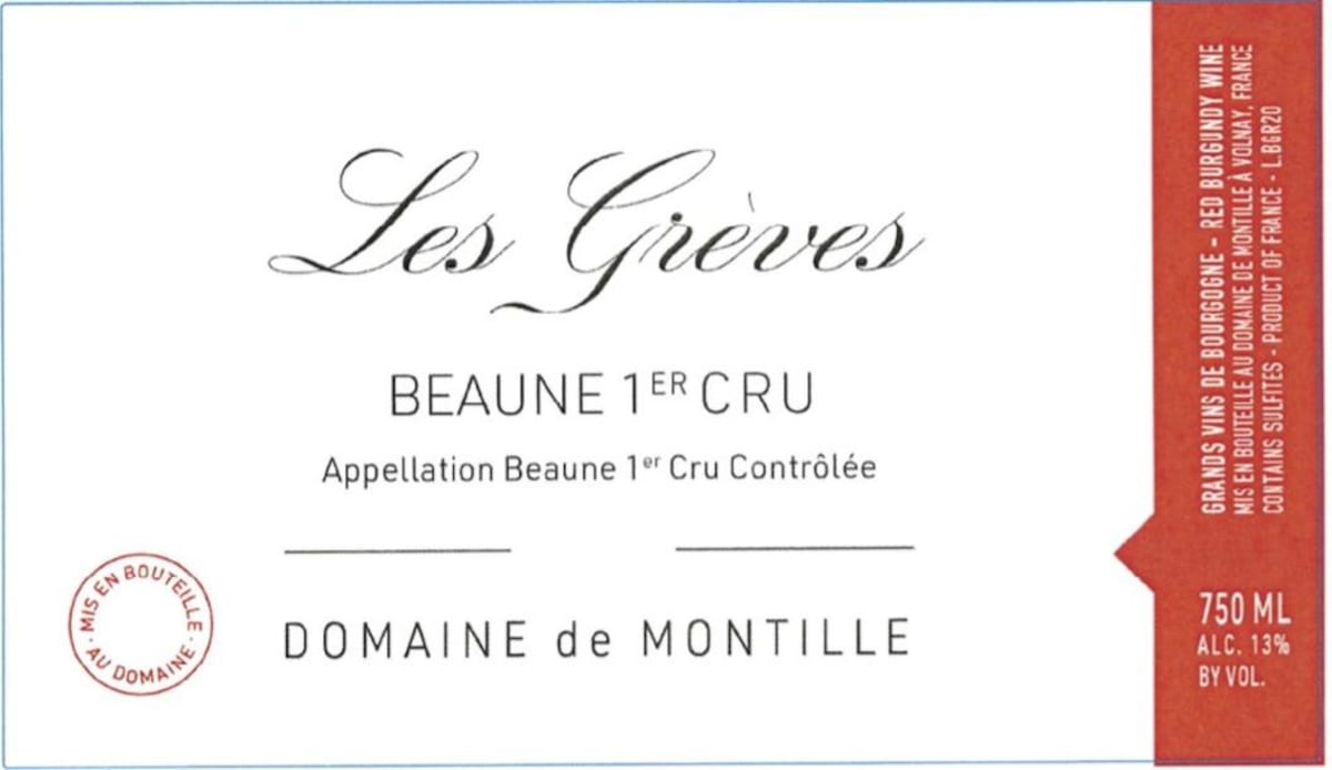 Domaine de Montille Beaune Les Greves Premier Cru (375ML half-bottle) 2023 Front Label