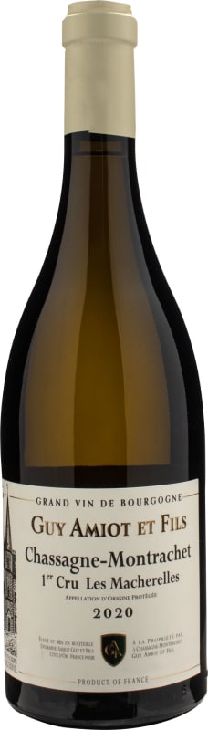 Guy Amiot Chassagne-Montrachet Les Macherelles Premier Cru 2020 Front Bottle Shot