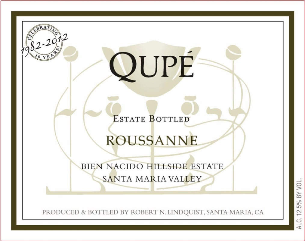 Qupe Bien Nacido Vineyard Hillside Estate Roussanne 2002 Front Label