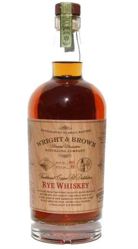 Wright & Brown Distilling Co. Rye Whiskey Front Bottle Shot