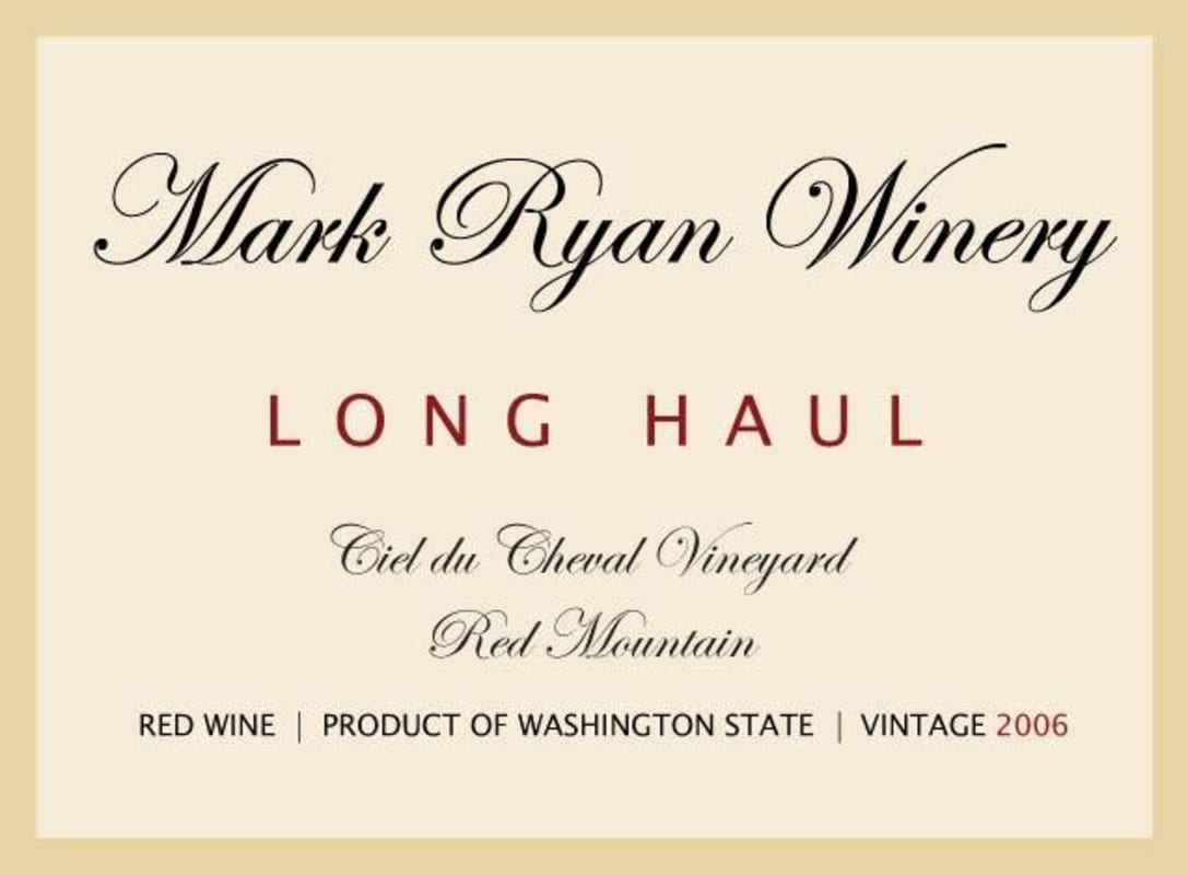 Mark Ryan Long Haul 2006 Front Label