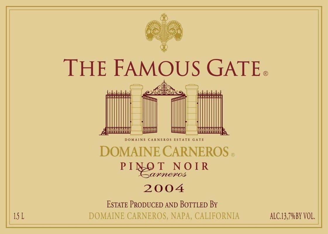 Domaine Carneros The Famous Gate Pinot Noir 2004 Front Label
