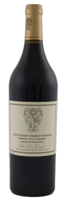 Kapcsandy Family Winery State Lane Vineyard Roberta's Reserve 2012 Front Bottle Shot