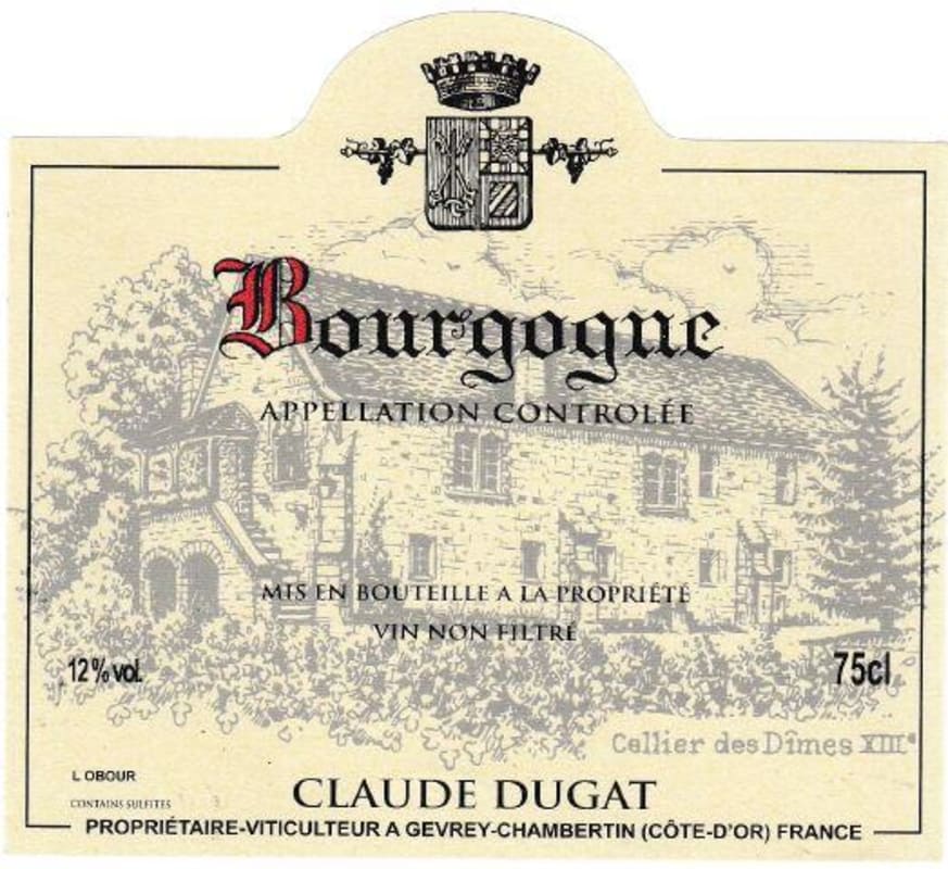 Domaine Claude Dugat Bourgogne Rouge 2016 Front Label