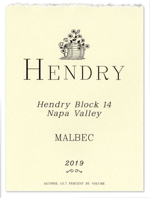 Hendry Malbec 2019 Front Label