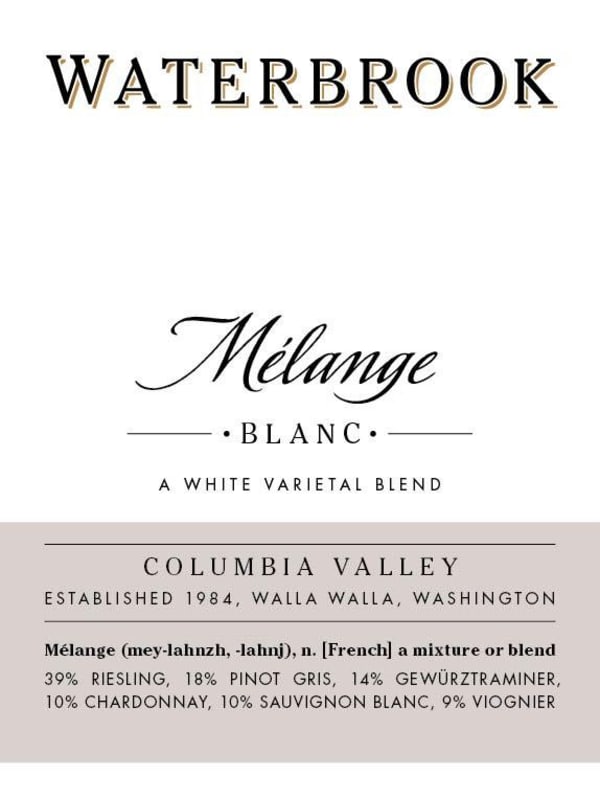 Waterbrook Melange Blanc 2016 Front Label