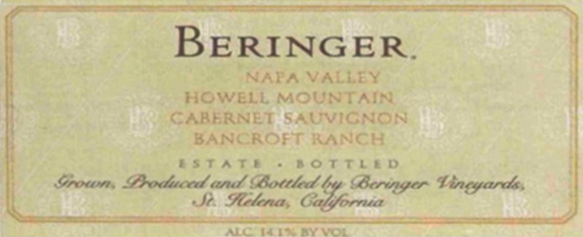 Beringer Bancroft Ranch Cabernet Sauvignon 2000 Front Label