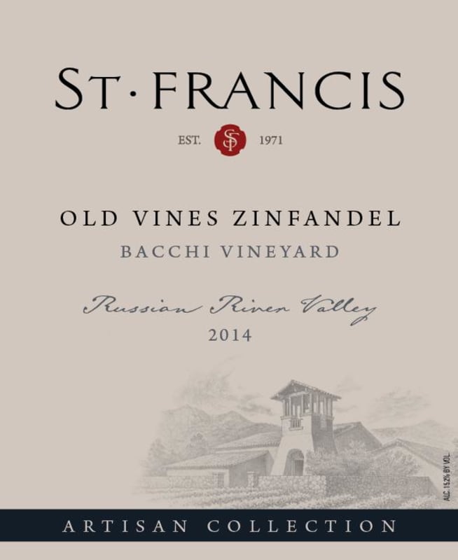St. Francis Bacchi Vineyard Old Vines Zinfandel 2014 Front Label