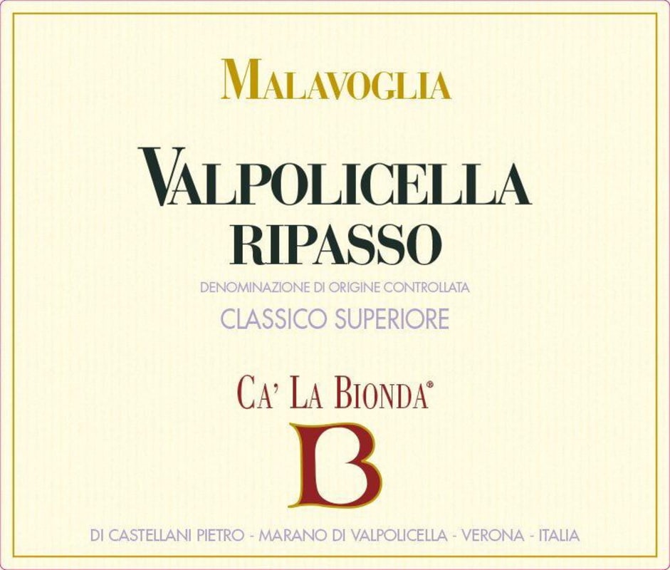 Azienda Agrecola Ca' la Bionda Valpolicella Ripasso Classico Malavoglia Superiore 2013 Front Label