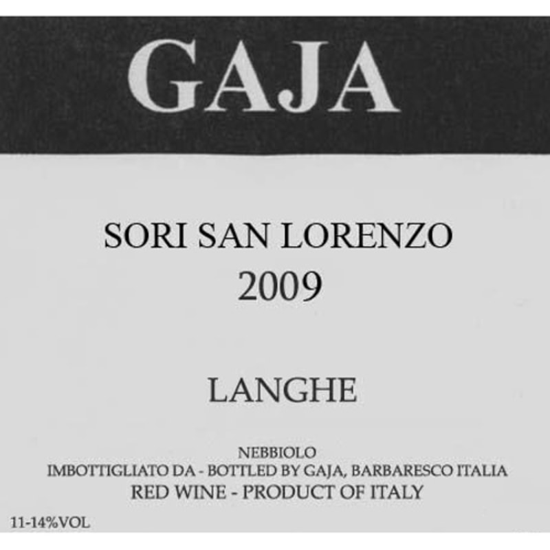 Gaja Sori San Lorenzo (3 Liter Bottle) 2009 Front Label