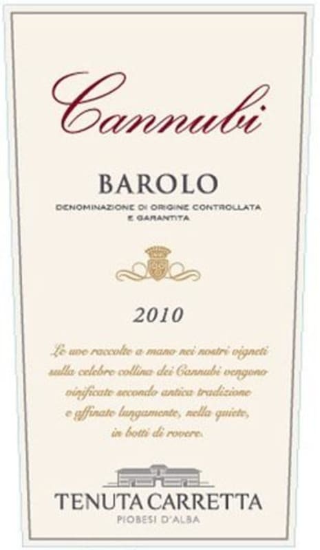 Tenuta Carretta Barolo Cannubi 2010 Front Label