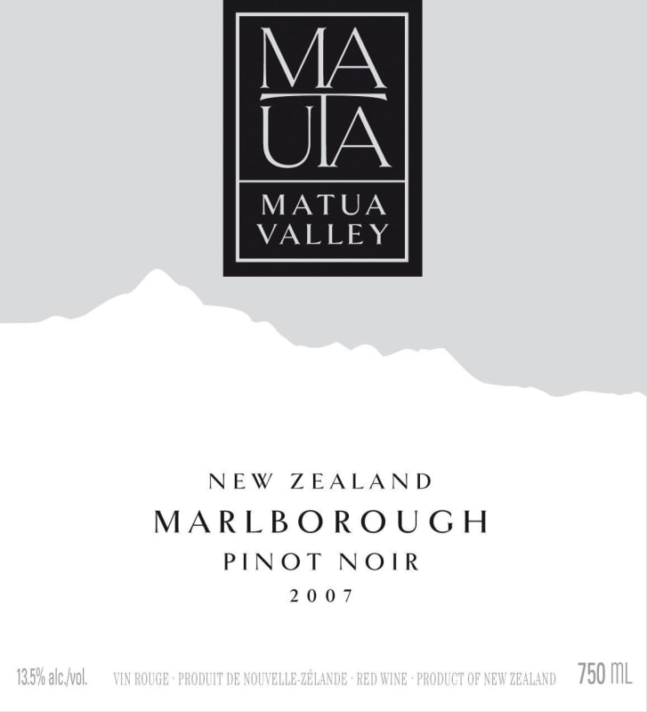 Matua Marlborough Pinot Noir 2007 Front Label