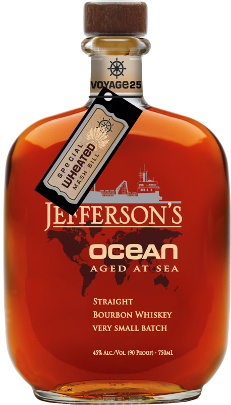 Jefferson's Ocean Aged at Sea Voyage 25 Wheated Bourbon Whiskey Front Bottle Shot