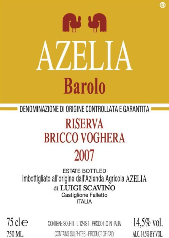 Azelia Barolo Bricco Voghera Riserva 2007 Front Label