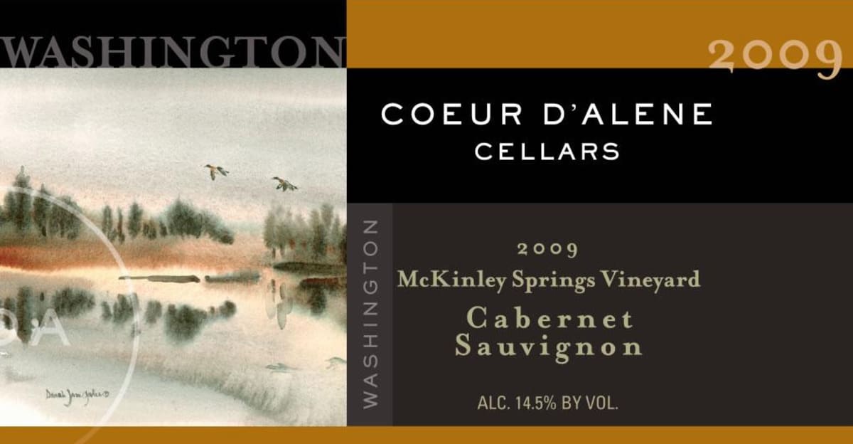 Coeur D'Alene Cellars McKinley Springs Vineyard Cabernet Sauvignon 2009 Front Label