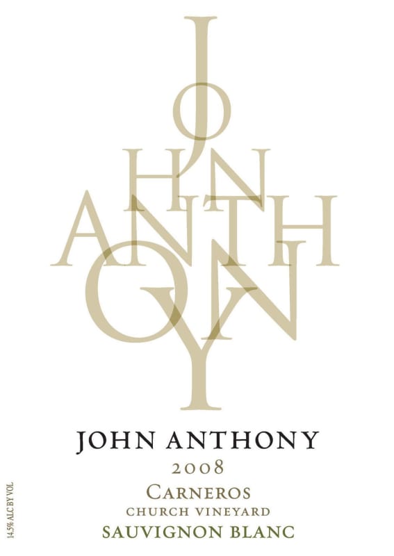 John Anthony Vineyards Carneros Church Vineyard Sauvignon Blanc 2008 Front Label