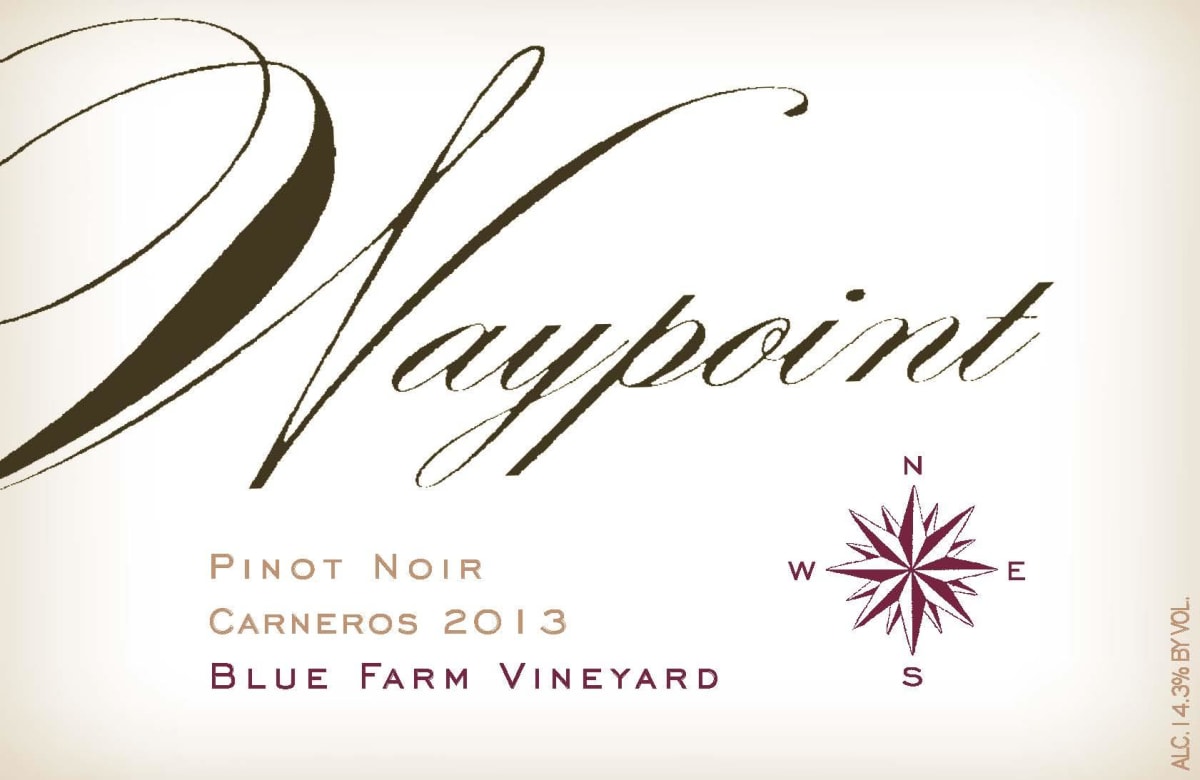 Waypoint Vineyards Blue Farm Vineyard Pinot Noir 2013 Front Label