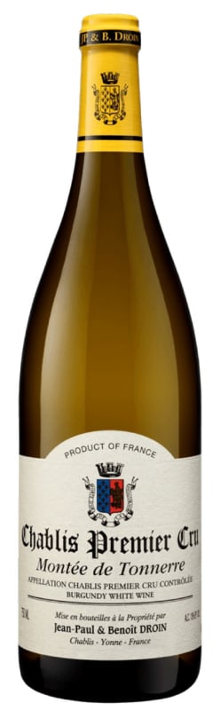 Jean Paul & Benoit Droin Chablis Montee de Tonnerre Premier Cru 2023 Front Bottle Shot