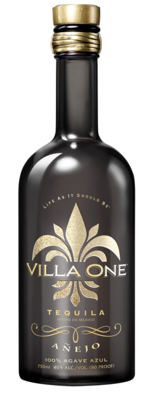 Villa One Anejo Tequila Front Bottle Shot