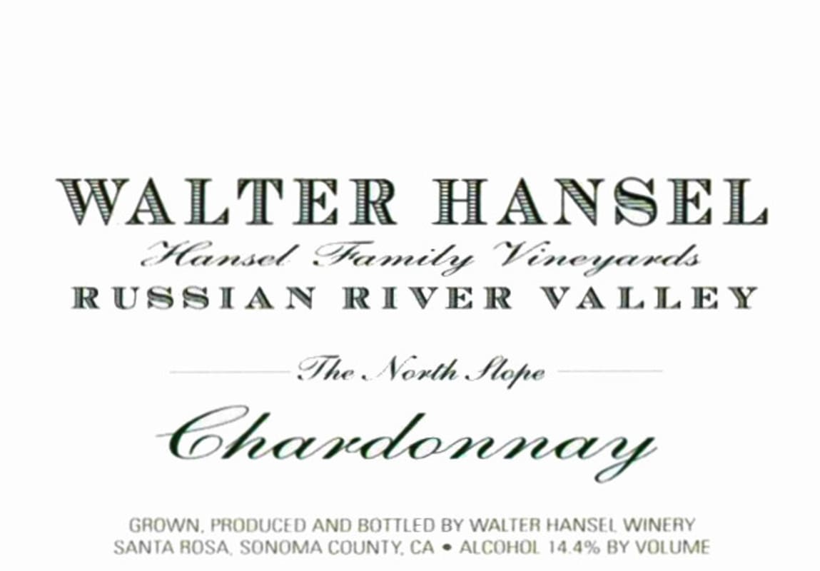 Walter Hansel The North Slope Vineyard Chardonnay 2008 Front Label