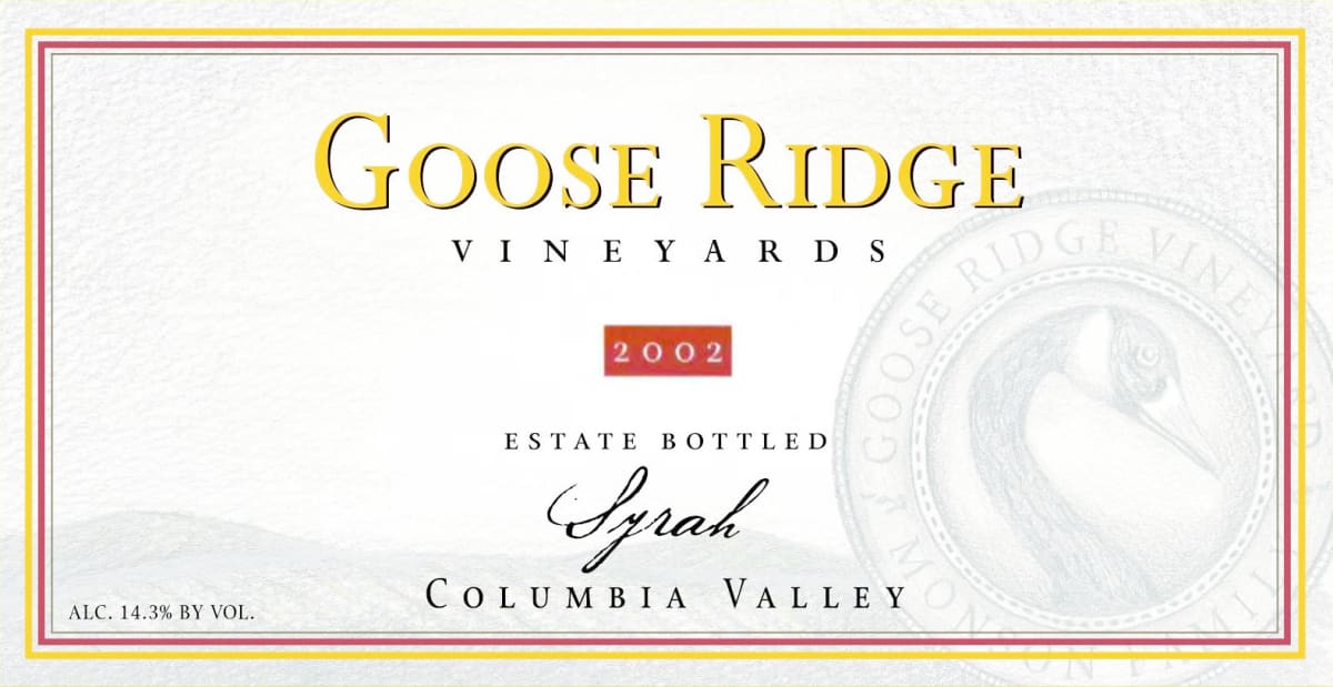 Goose Ridge Syrah 2002 Front Label