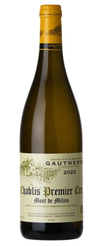 Alain Gautheron Chablis Mont de Milieu Premier Cru 2022 Front Bottle Shot