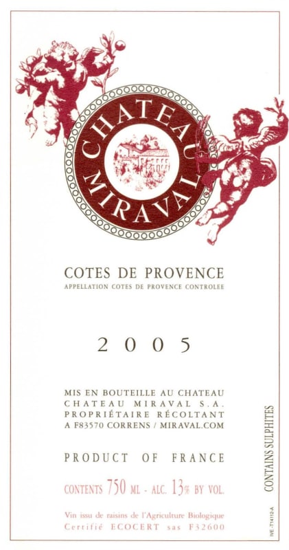 Miraval Cotes de Provence Rouge 2005 Front Label