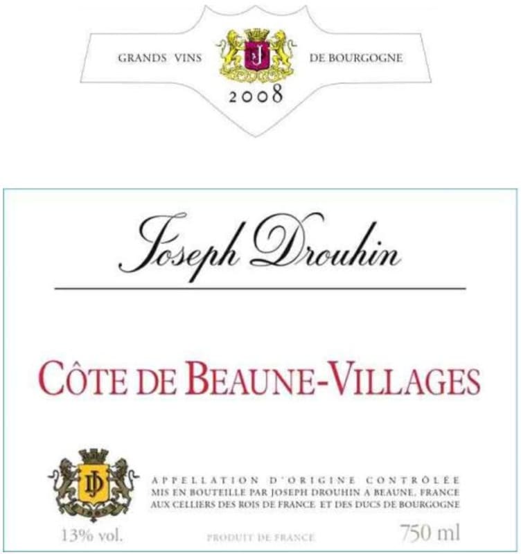 Joseph Drouhin Cote de Beaune Villages 2008 Front Label