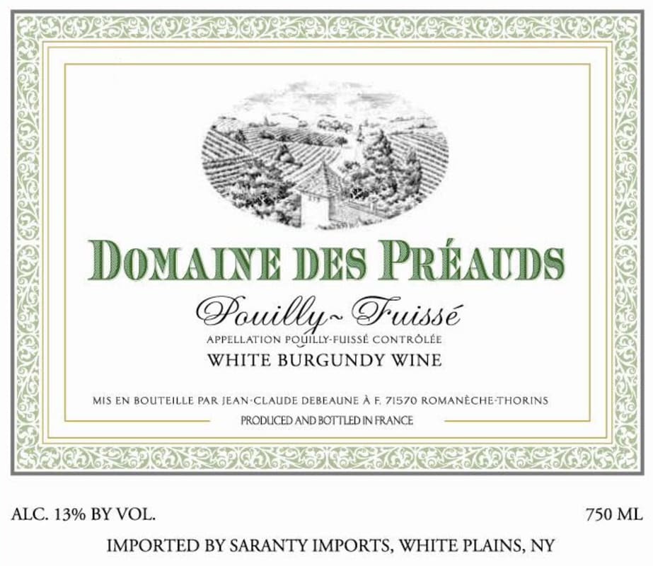 Domaine des Preauds Pouilly-Fuisse 2015 Front Label