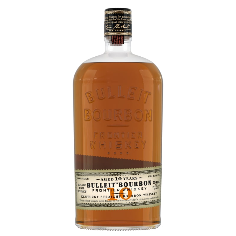 Bulleit 10 Year Kentucky Straight Bourbon Whiskey Front Bottle Shot