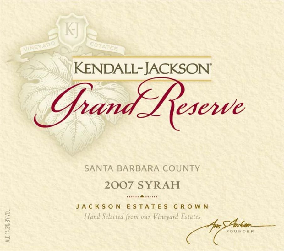 Kendall-Jackson Grand Reserve Syrah 2007 Front Label